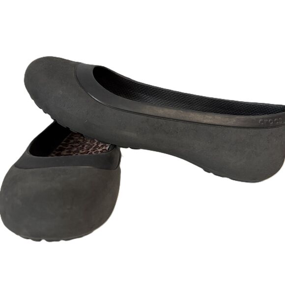 Crocs Mammoth Flats Fur Lined Slip On Casual Neutral Cheetah Charcoal Size 8 - Picture 1 of 10